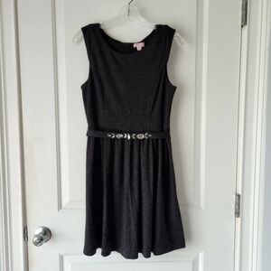 Black Midi Cocktail Dress Summer with Belt Size 6